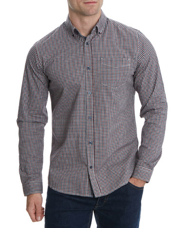 Slim-Fit Mini Gingham Check Shirt